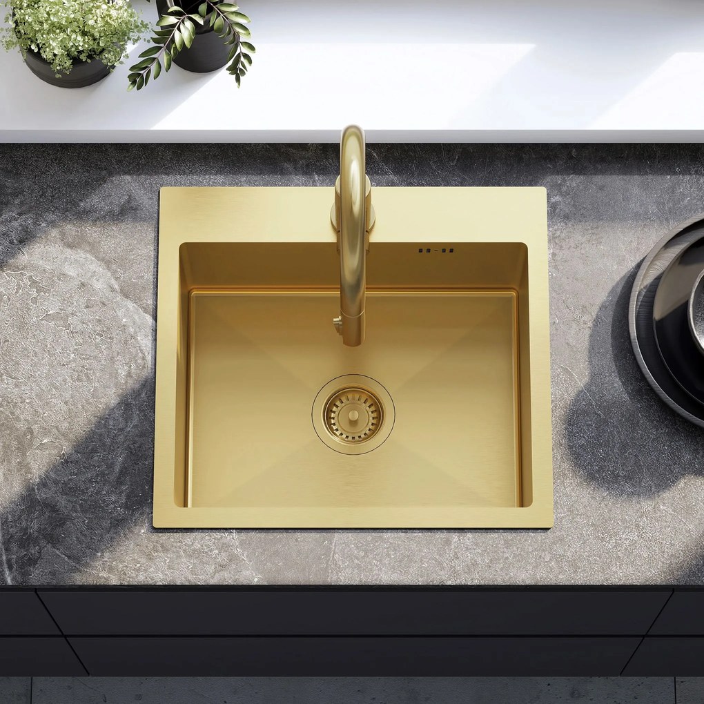 Стоманена мивка Leo 50 BRUSH GOLD