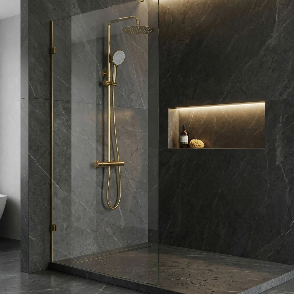 Душ комплект без чучур с термостат Rea Lungo Gold
