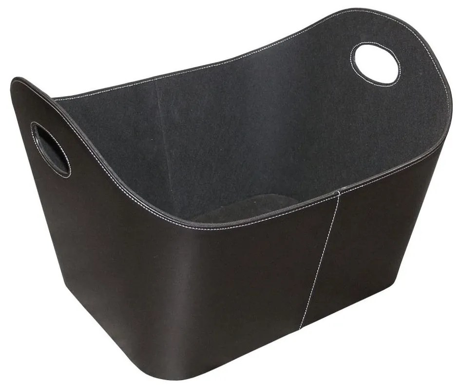 Кошница от пластмаса с дървени елементи и дръжки 35x55 см черен