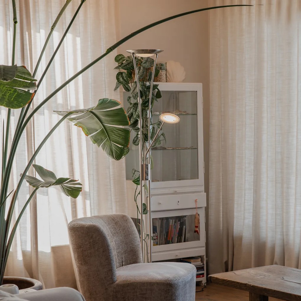 Модерна стоманена подова лампа, включваща LED с рамо за четене - Ibiza