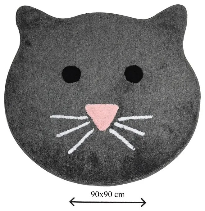Антрацитна постелка за баня Cat, ⌀ 90 cm - Foutastic