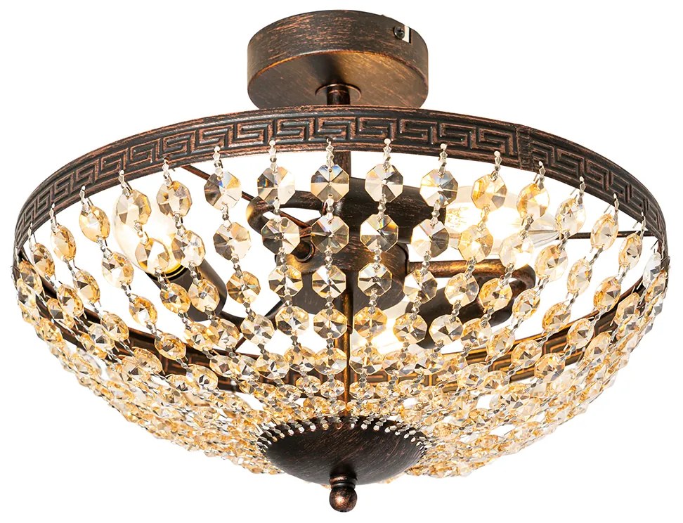 Класическа таванна лампа бронз и кристал 3-светлина - Mondrian