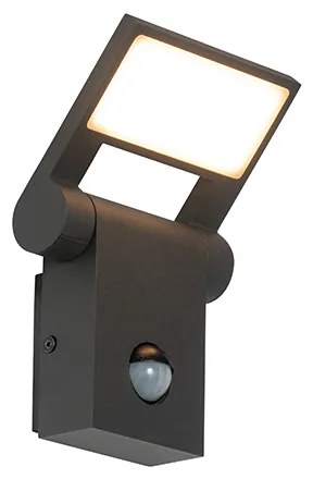 Външна стенна лампа антрацит с LED IP54 с датчик за движение - Zane