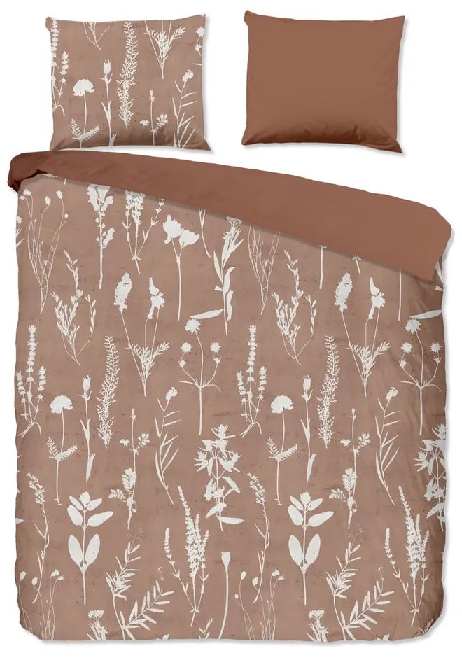 Кафяво единично удължено памучно спално бельо 140x220 cm Rav – Good Morning