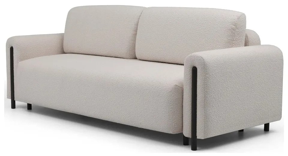 Сиво-бежов сгъваем/с място за съхранение диван от прежда с примки от букле 244 cm Arcadova – ELTAP