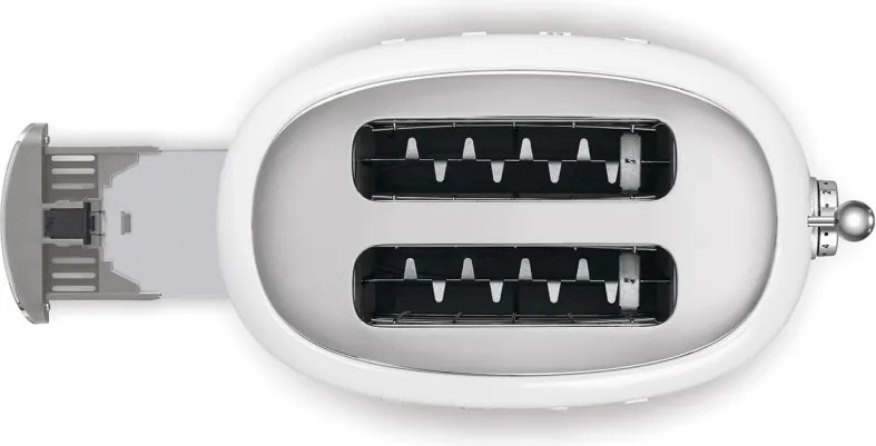Тостер за хляб SMEG 50's Style TSF01WHEU, 950W, 2 филии, 6 нива, Тавичка за трохи, Вграден кабел, Неръждаема стомана, Бял
