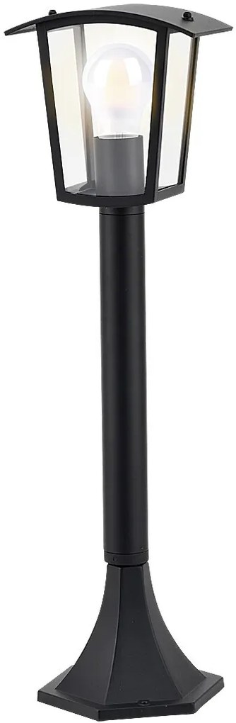 RABALUX 7128 Taverna, външна стояща алуминиева лампа, E27 1xMAX 15W, матово черно, прозрачен пластмасов абажур, IP44, 17x60x17cm