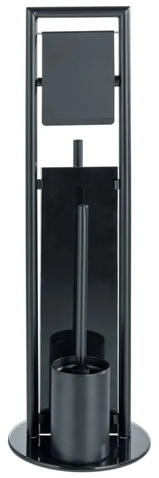 Черна поставка за тоалетна хартия стойка с четка от неръждаема стомана Ravina – Wenko