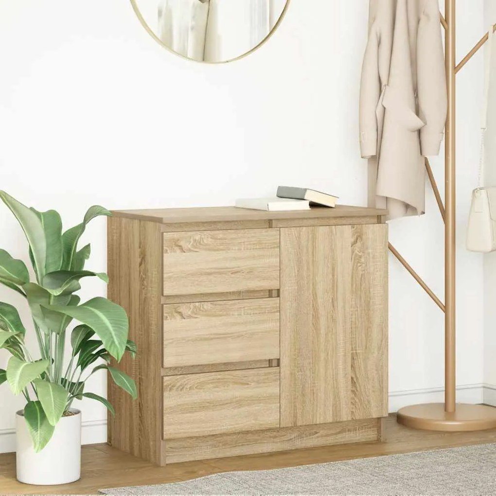 861573 vidaXL Бюфет с чекмеджета, дъб сонома, 71x35x65 см, инженерно дърво
