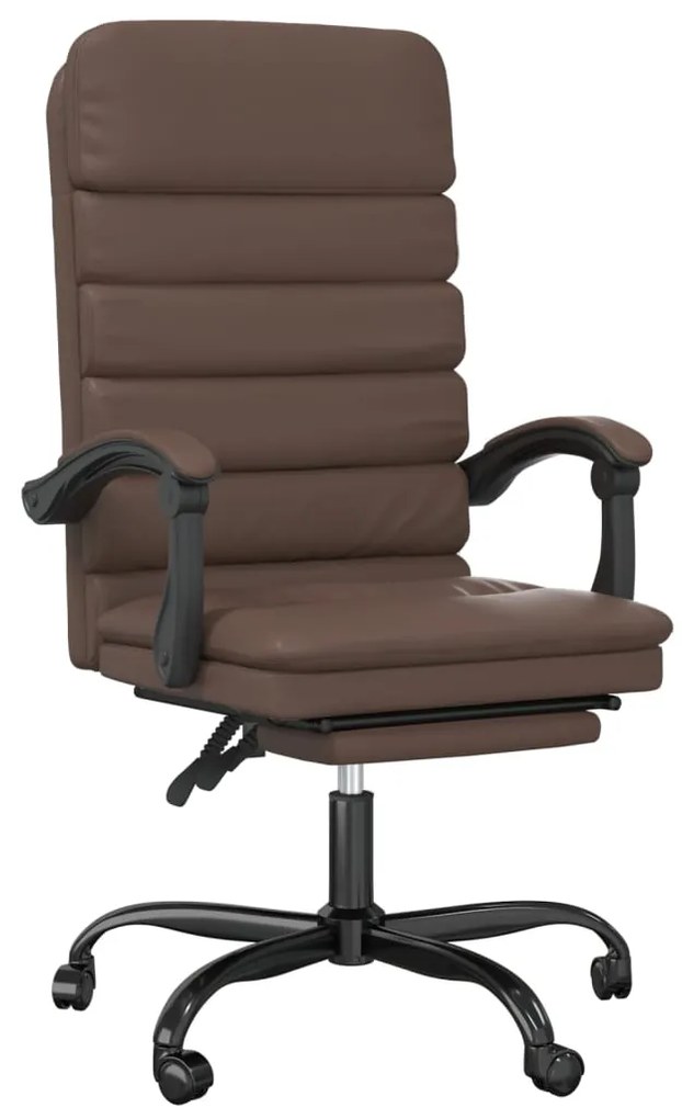 349728 vidaXL Масажен наклоняем офис стол, кафяв, изкуствена кожа