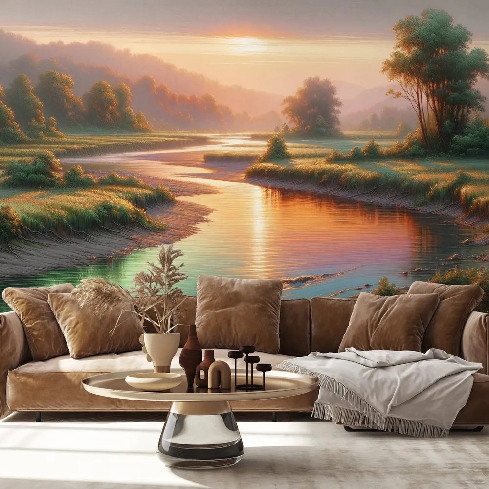 Самозалепващ тапет – Залез над спокойна река