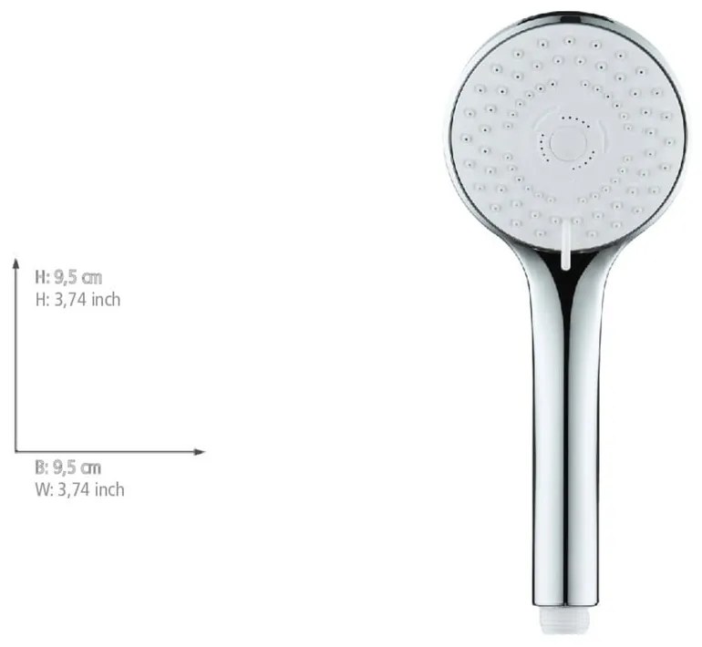Пластмасова душ глава в сребрист цвят ø 9,5 cm Uno – Allstar