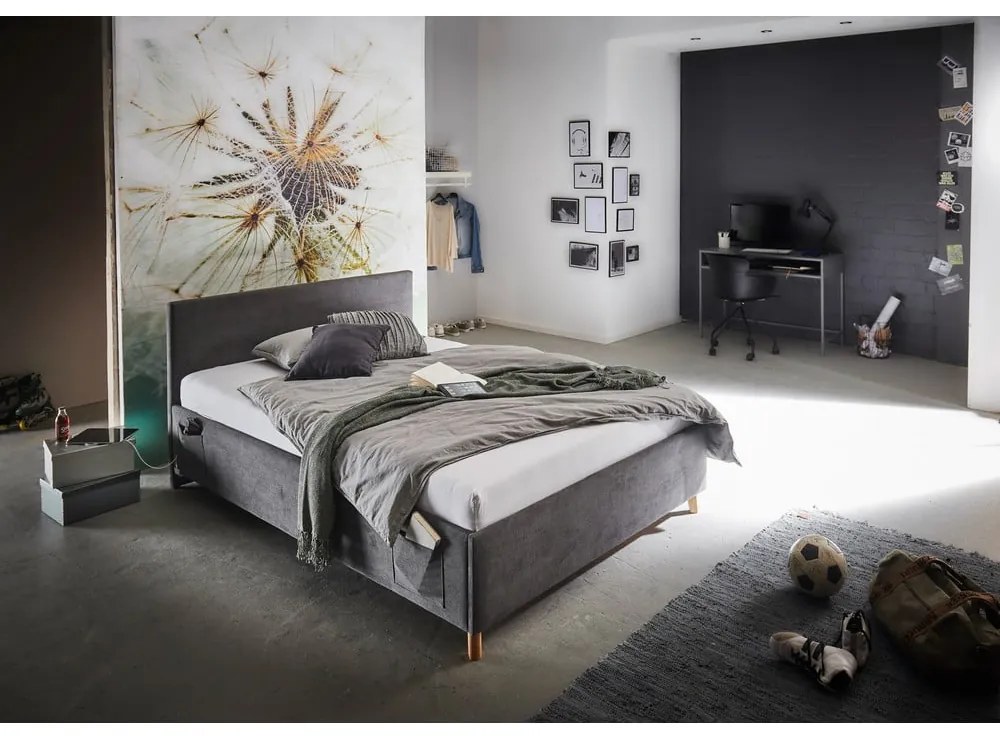 Антрацитно тапицирано детско легло 120x200 cm без ламелно дъно Cool – Meise Möbel