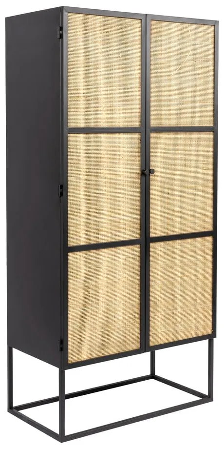 Черен ратанов шкаф 70x145 cm Guuji - White Label