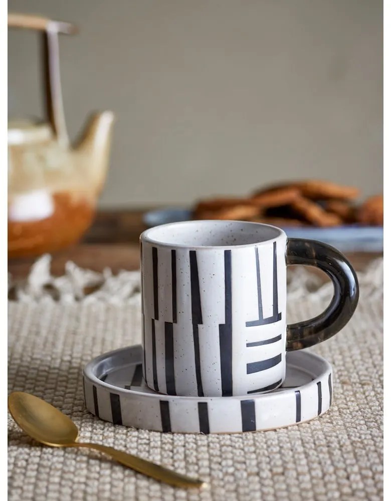 Черно-бяла глинена чаша 300 ml Frankie – Bloomingville