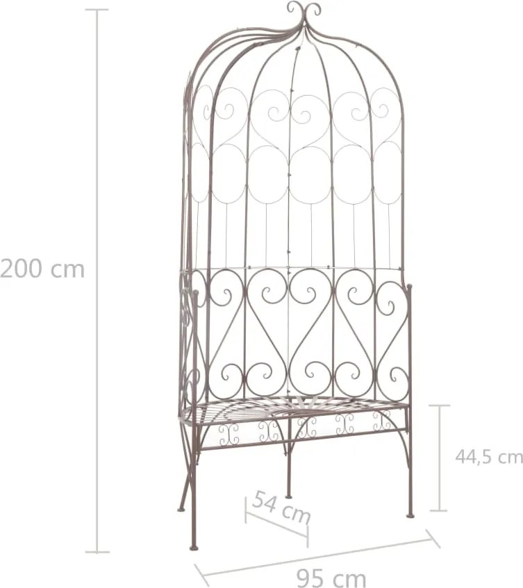 Градинска пейка, 95 см, желязо, антично кафяво