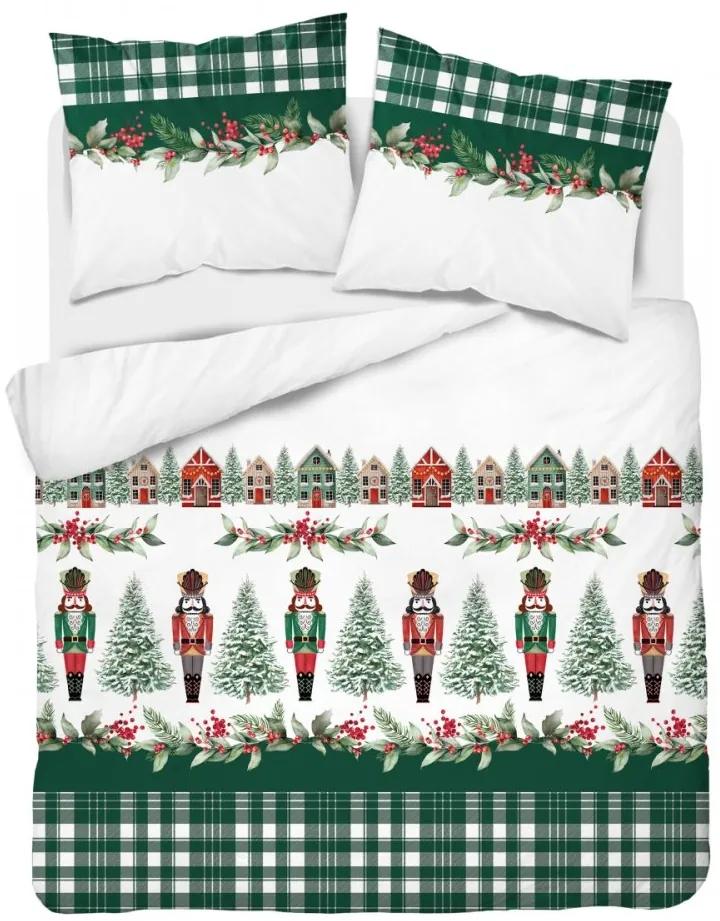 Коледни чаршафи за легло в зелено с Nutcracker Velikost: 160x200 cm | 2 x 70x80 cm