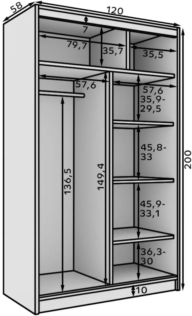 Гардероб Belfast 120 плъзгащ се-Leuko-Мауро