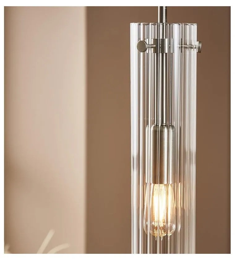 Висящо осветително тяло в сребрист цвят със стъклен абажур Tubo – Markslöjd