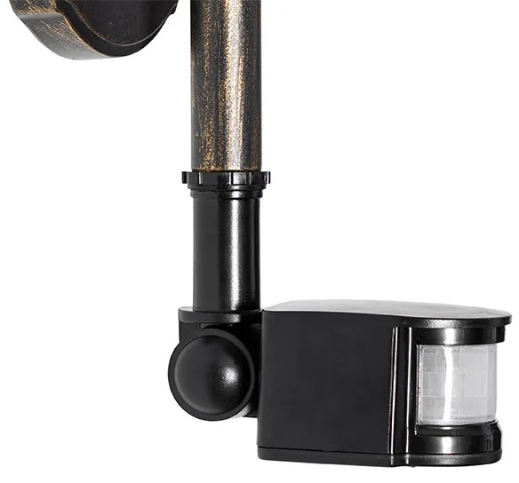 Външна стенна лампа антично злато IP44 с датчик за движение - Daphne