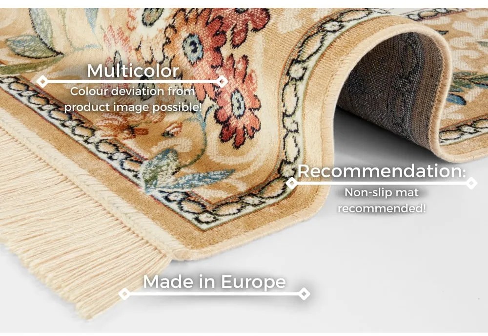 Бежов килим от вискоза 95x140 cm Oriental – Nouristan