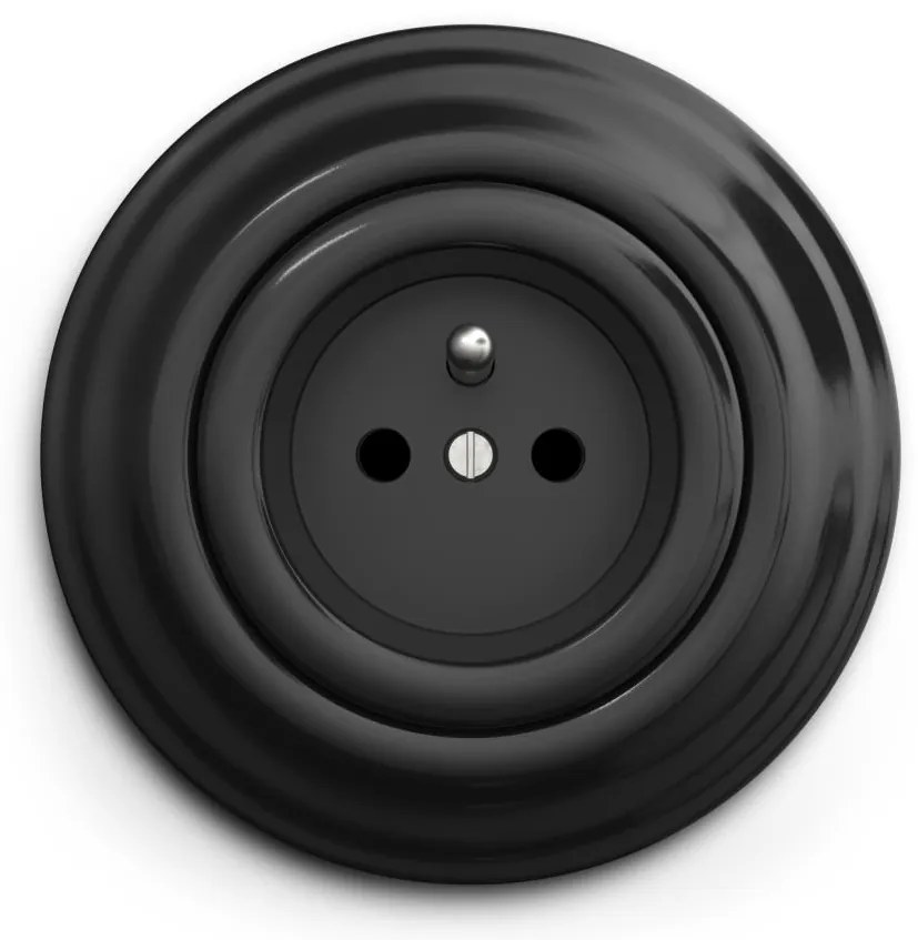 Kliklap - ретро розетка за дома с рамка, 230 V, черна