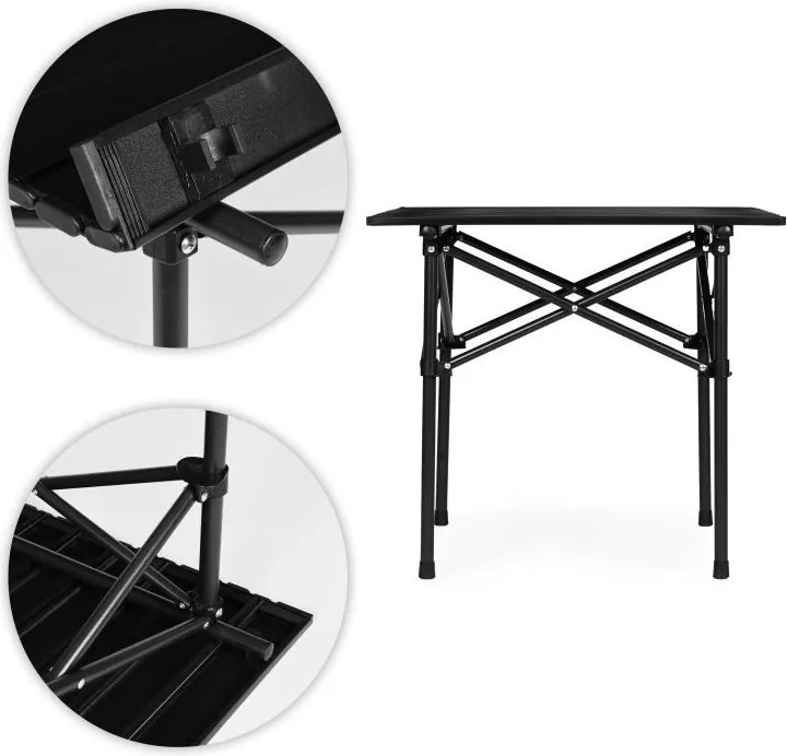 Сгъваема маса за туризъм, къмпинг - черна маса за пикник Šírka: 55 cm | Dĺžka: 120 cm