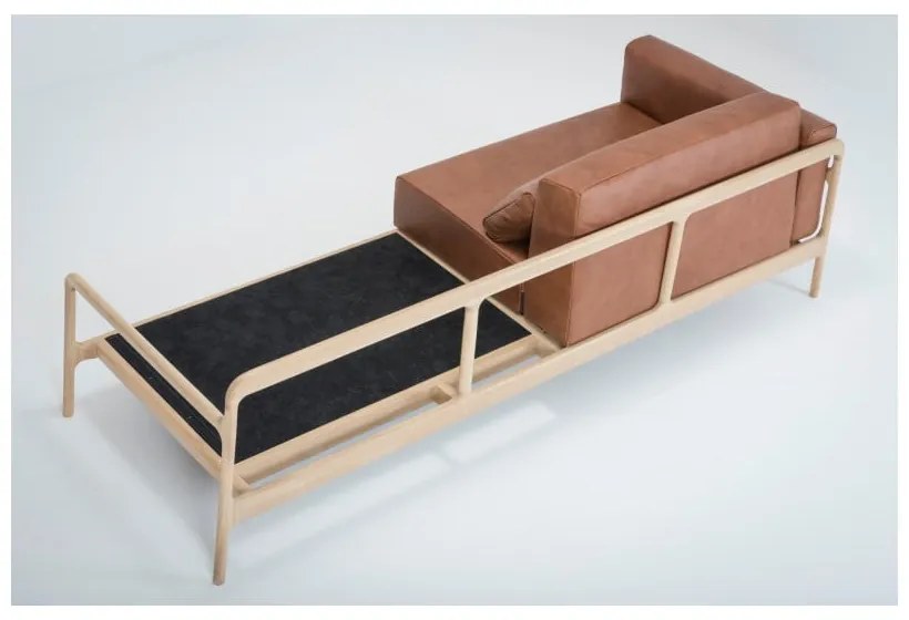 Диван от коняк кафява биволска кожа с масивна дъбова конструкция , 240 см Fawn - Gazzda