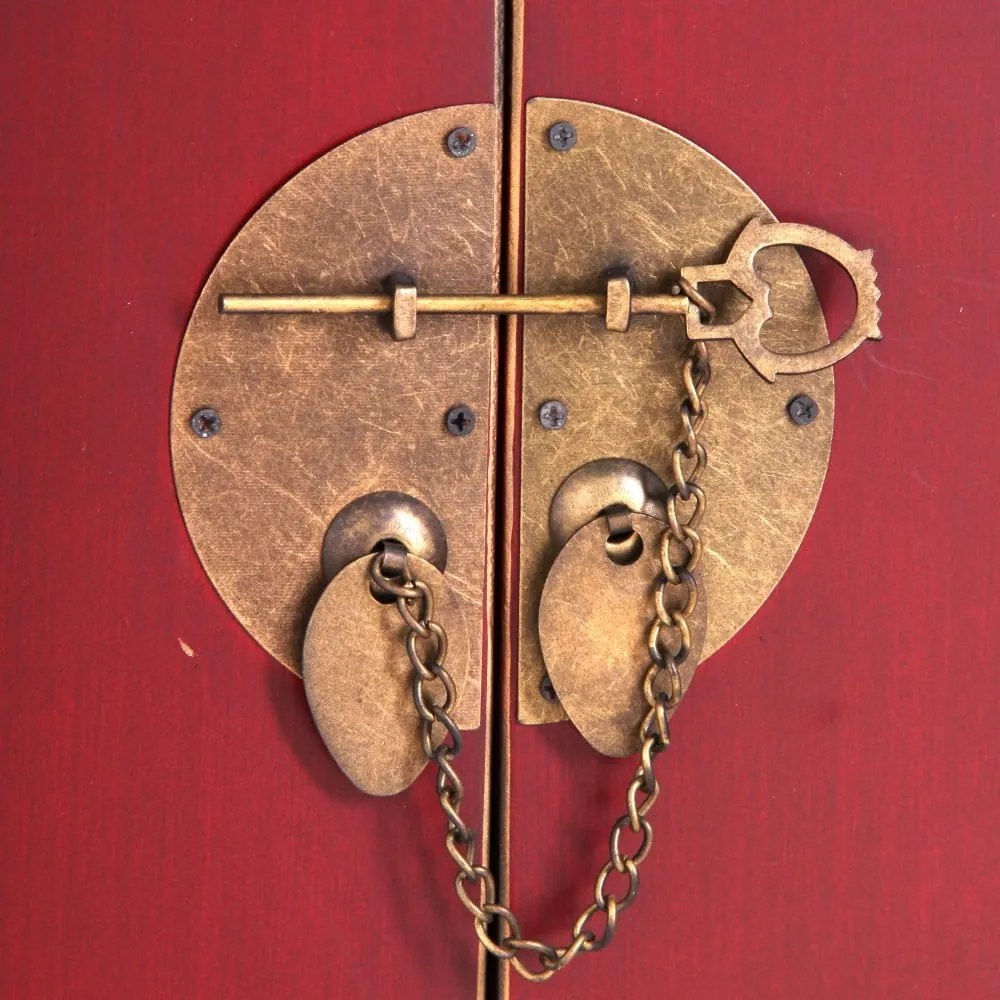 Червен нисък скрин 130x50,5 cm Oriente – Ixia