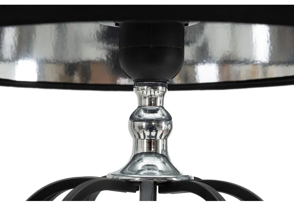 Настолна лампа с текстилен абажур в черно и сребристо (височина 44,5 cm) Darky - Mauro Ferretti