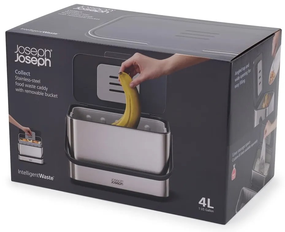 Контейнер за компостируеми отпадъци сребърен 4 l Collect – Joseph Joseph