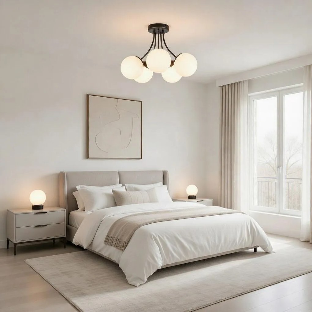 Настолна лампа РИО, черен/бял, 1xE27