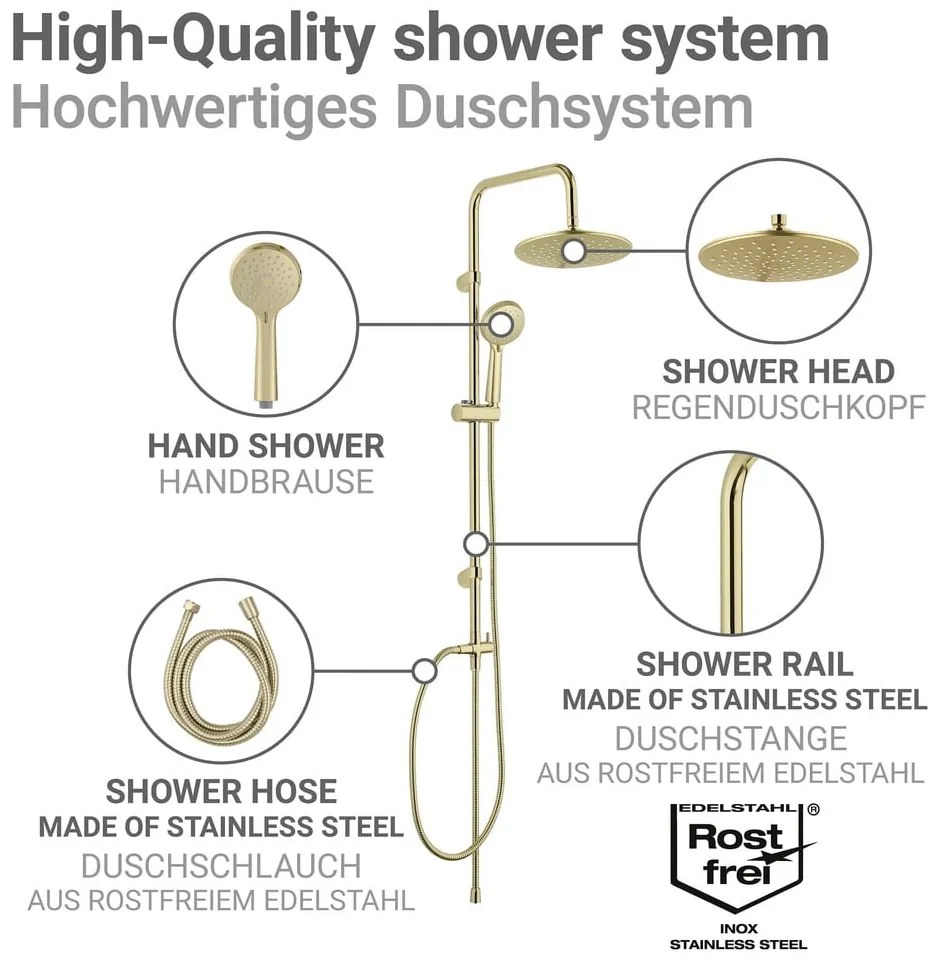Матово златист душ комплект от неръждаема стомана 101 cm Young Line – Wenko
