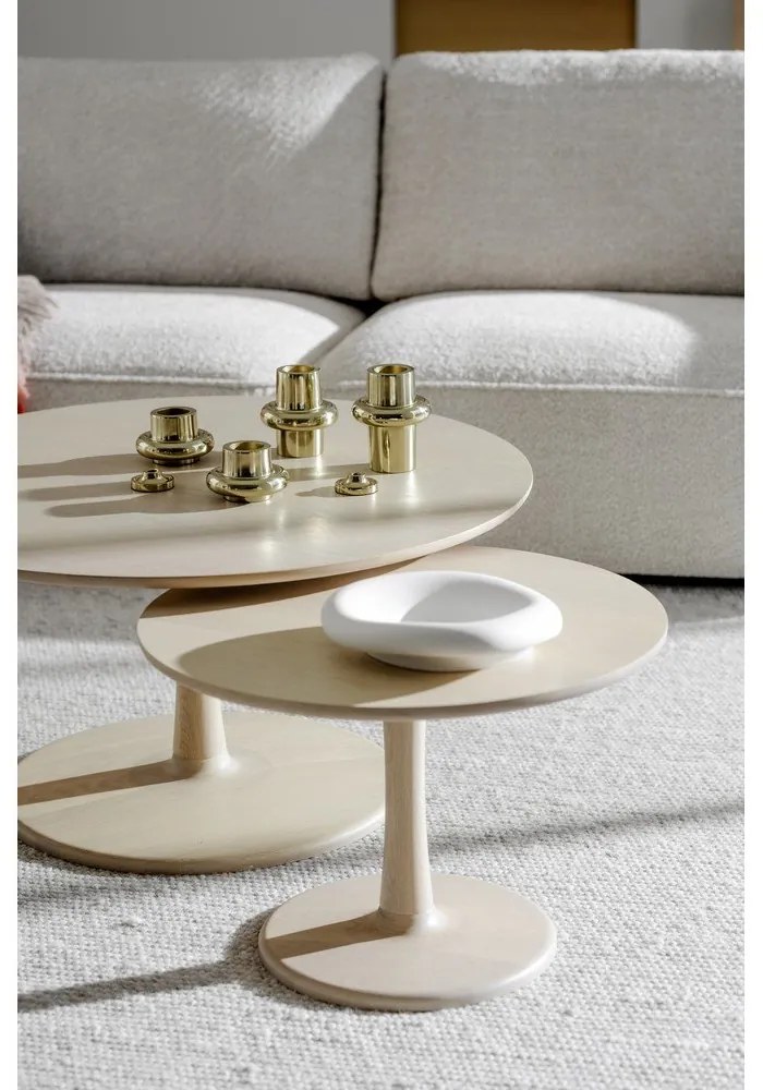 Кръгла масичка за кафе от декор от дъб в естествен цвят 60x60 cm Hobart – Rowico