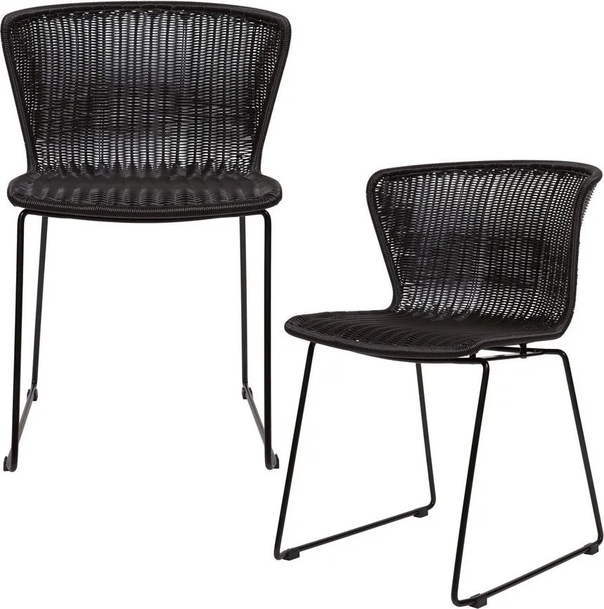 Черни градински столове в комплект 2 бр. от изкуствен ратан Wings – WOOOD