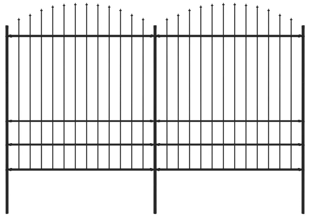 Sonata Градинска ограда с пики, стомана, (1,75-2)x3,4 м, черна