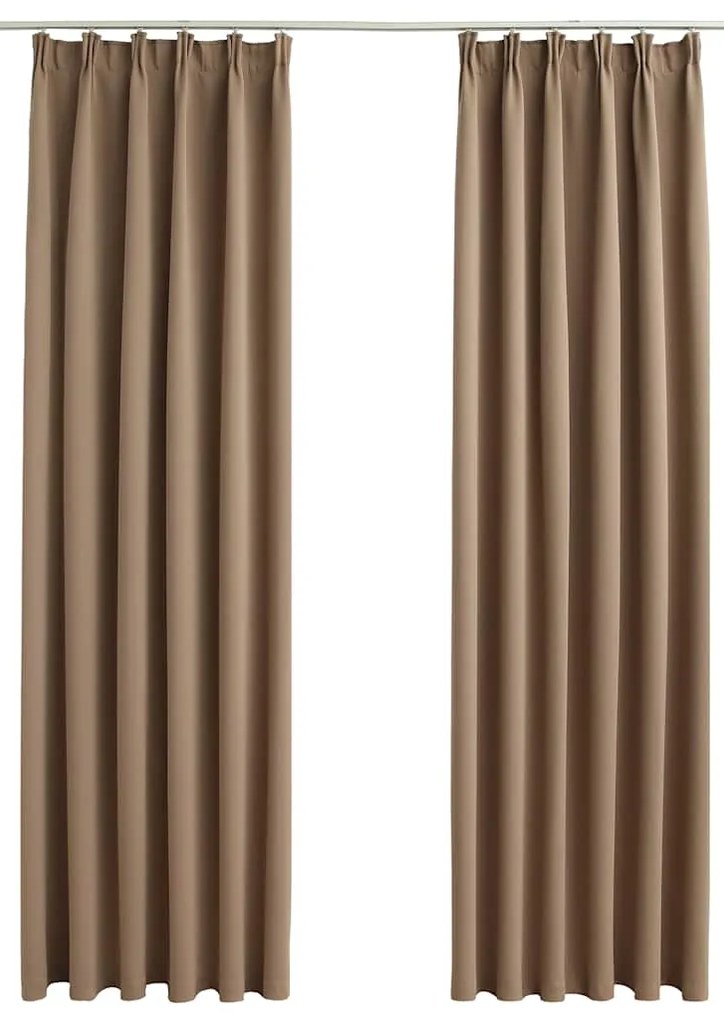 134439 vidaXL Затъмняващи завеси с куки, 2 бр, таупе, 140x225 см