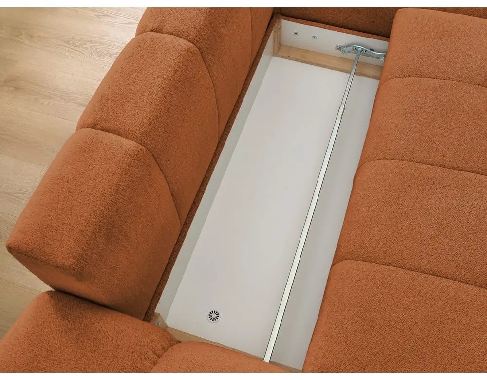 Теракотен шенилов сгъваем/с място за съхранение ъглов диван (десен ъгъл) Everest – Bobochic Paris