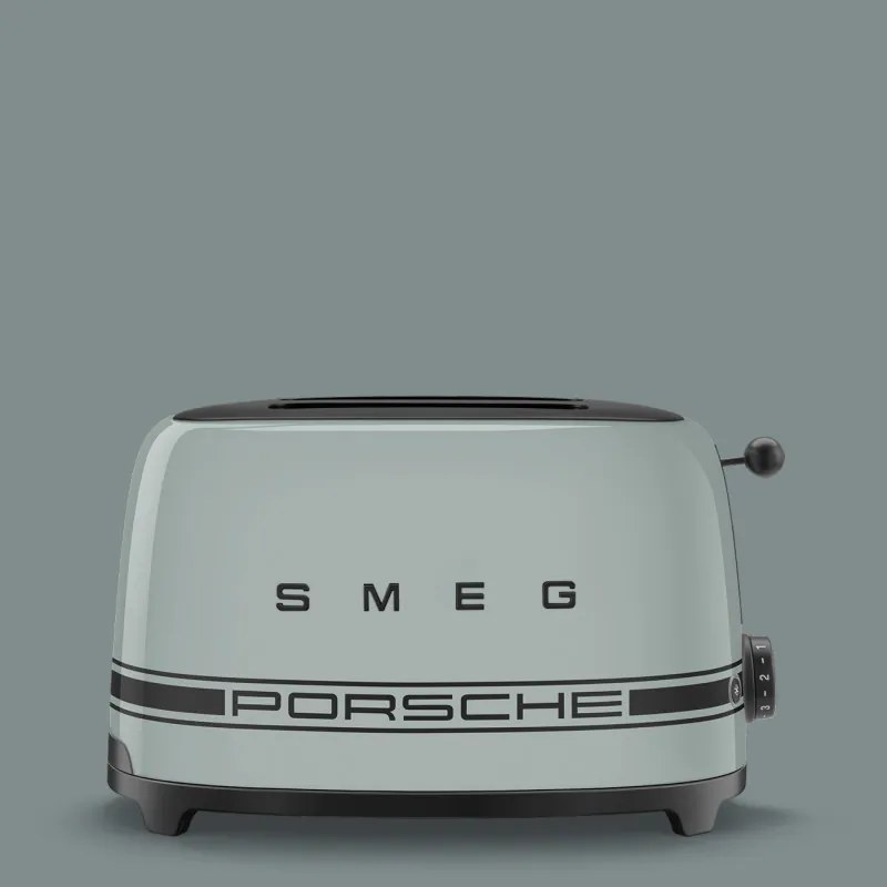 Тостер за хляб SMEG 50's Style Porsche TSF01PSGEU, 950W, 2 филии, 6 нива, Тавичка за трохи, Вграден кабел, Неръждаема стомана, Зелен