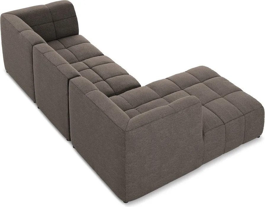 Кафяв ъглов диван от прежда с примки от букле (ляв ъгъл) Aloha – Makamii