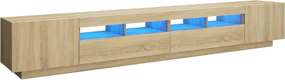 3081918 vidaXL ТВ шкаф с LED осветление, дъб сонома, 260x35x40 см