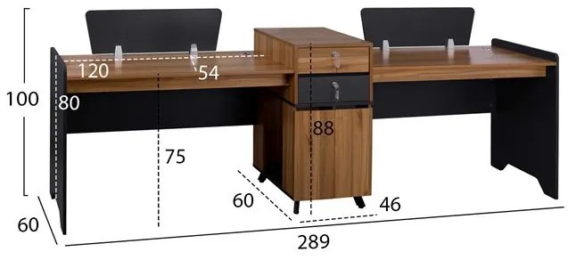 Бюро Сюприм 289x60 - HM2350 цвят меден бъд