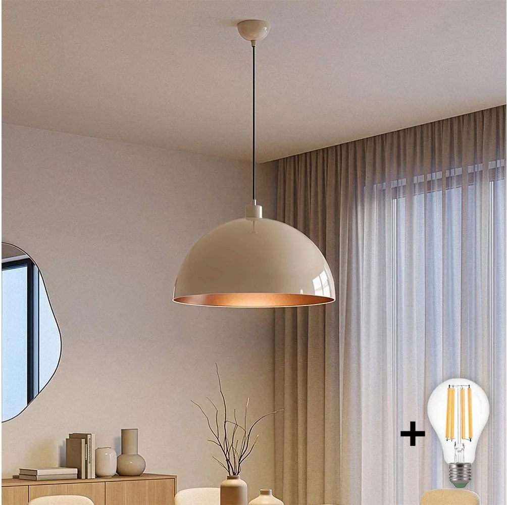 Brilagi - LED люстра на кабел METALO 1xE27/40W/230V Ø 40 см бежова/медна