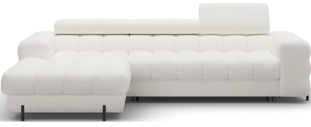 Кремав сгъваем/с място за съхранение ъглов диван от прежда с примки от букле (ляв ъгъл) Felro – ELTAP