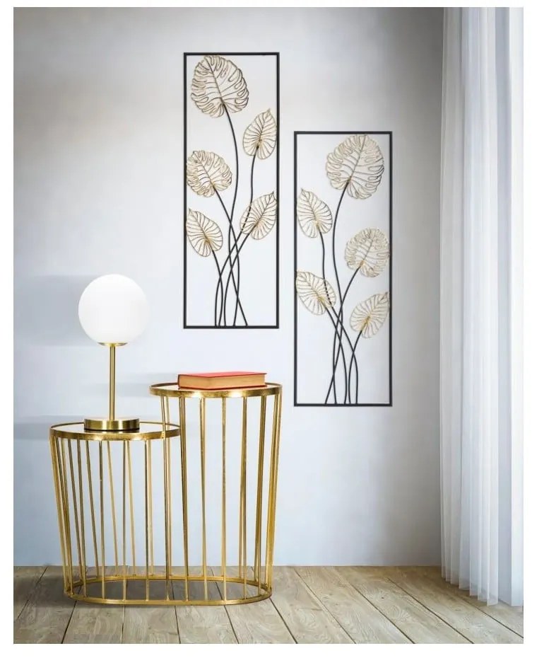 Метална декорация за окачване с десен на листа Mauro Ferretti -B-, 31 x 90 cm Luxy - Mauro Ferretti