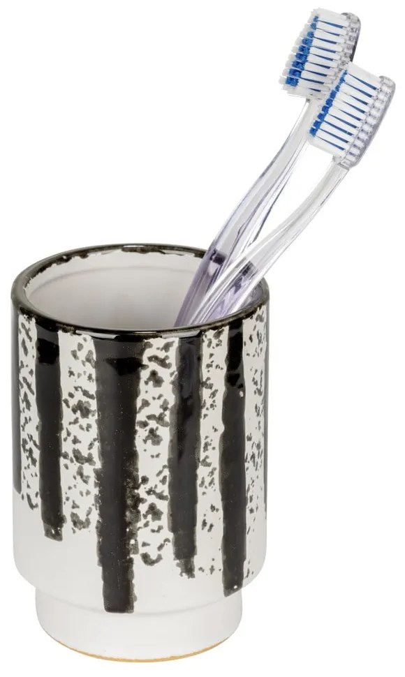 Черно-бяла керамична чаша за четки за зъби Subiza – Wenko