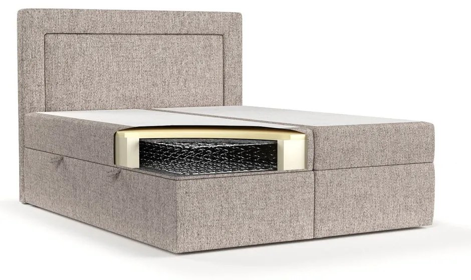 Светлокафяво боксспринг легло с място за съхранение 160x200 cm Imagine – Maison de Rêve