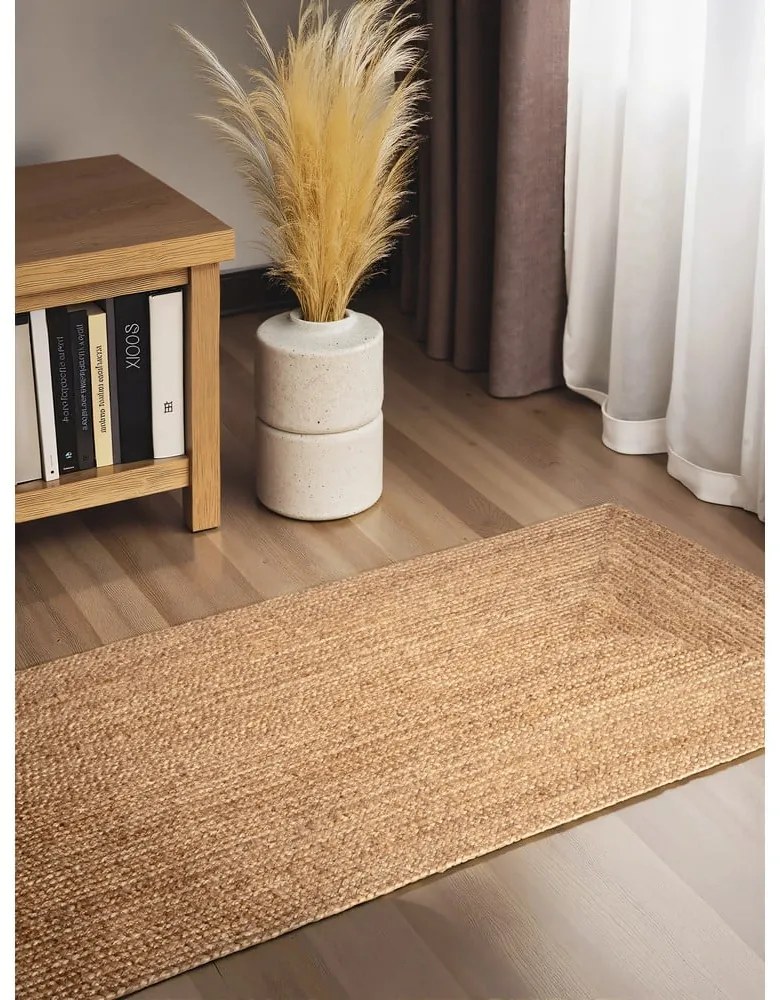 Двустранна/ръчно изработена ютена пътека в естествен цвят 80x200 cm Sharmila Natural Brown – Hanse Home