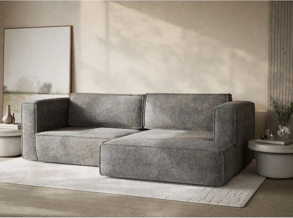 Сив шенилов сгъваем/с място за съхранение ъглов диван (десен ъгъл) Velto – Maison de Rêve