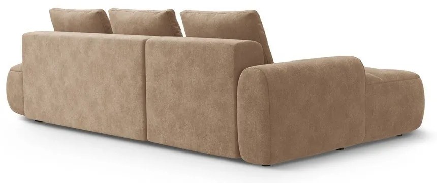 Светлокафяв кадифен сгъваем/с място за съхранение ъглов диван (ляв ъгъл) Linz – Cosmopolitan Design